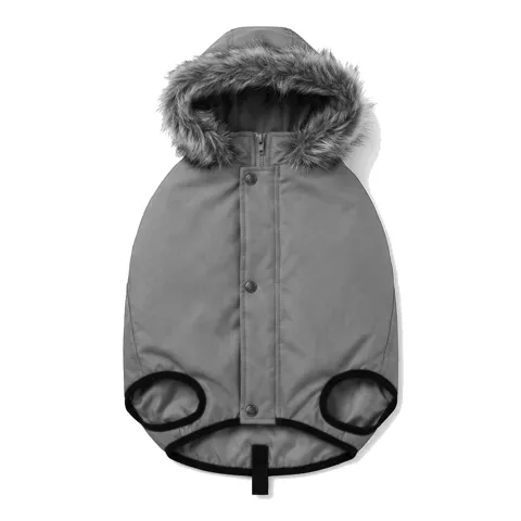 Charcoal Grey Dog Hooded Puffer Parka