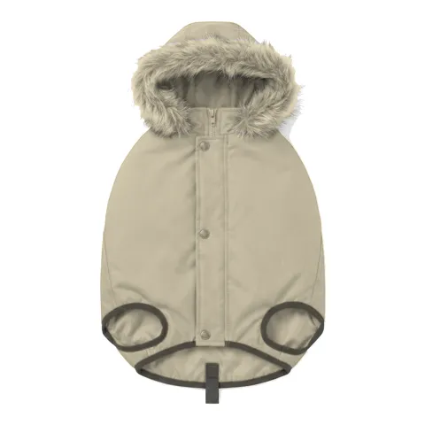 Cream Dog Hooded Puffer Parka