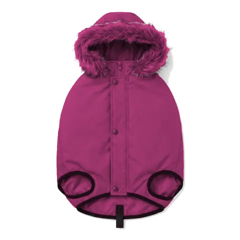 Hot Pink Dog Hooded Puffer Parka