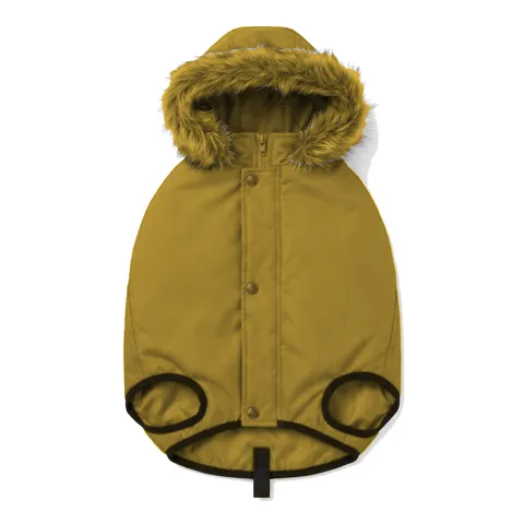 Mustard Dog Hooded Puffer Parka