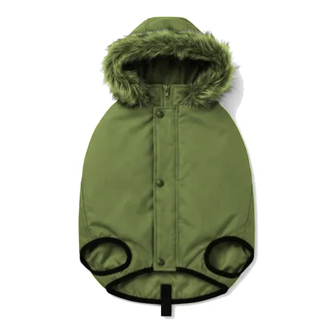 Olive Dog Hooded Puffer Parka