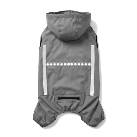 Charcoal Grey Dog LED Light-Up Rain Jacket