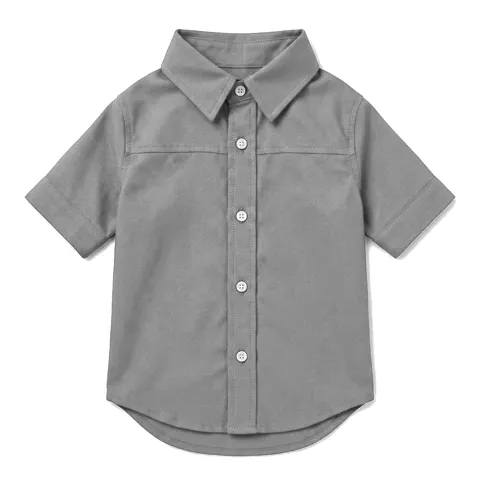 Charcoal Grey Dog Oxford Button-Up Shirt