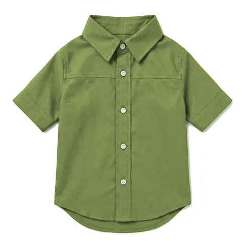 Olive Dog Oxford Button-Up Shirt