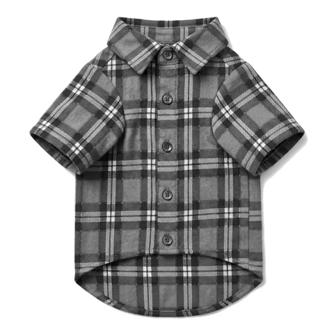 Charcoal Grey Dog Plaid Flannel Shirt