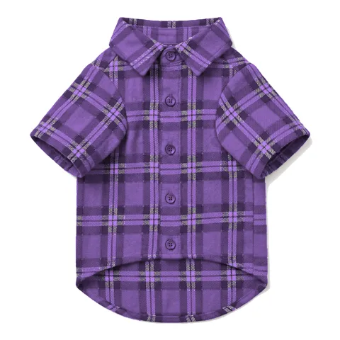 Lavender Dog Plaid Flannel Shirt