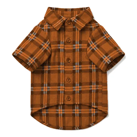 Orange Dog Plaid Flannel Shirt