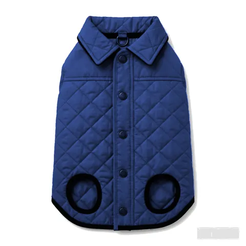 Navy Dog Quilted Barn Coat