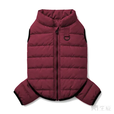 Burgundy Dog Quilted Puffer Jacket