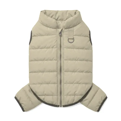 Cream Dog Quilted Puffer Jacket