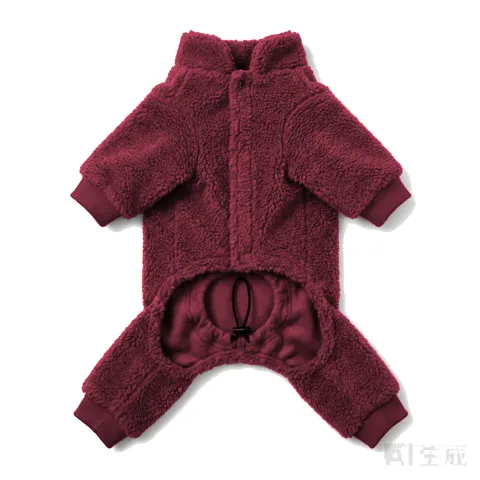 Burgundy Dog Teddy Fleece Four-Leg Coat