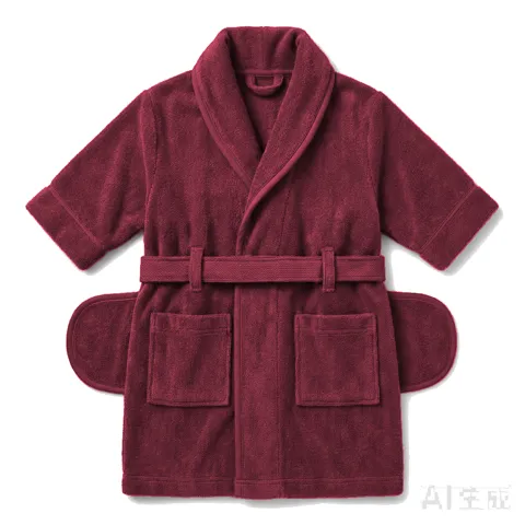 Burgundy Dog Terry Bath Robe