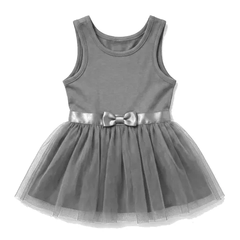 Charcoal Grey Dog Tulle Party Dress