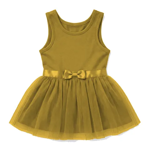 Mustard Dog Tulle Party Dress