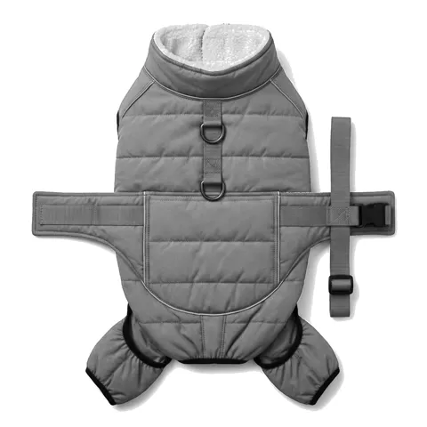 Charcoal Grey Dog Padded Walking Coat with Harness