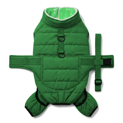 Forest Green Dog Padded Walking Coat with Harness