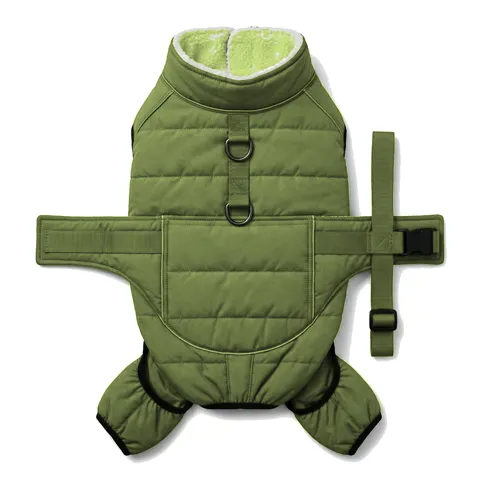 Olive Dog Padded Walking Coat with Harness