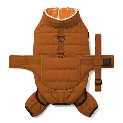 Orange Dog Padded Walking Coat with Harness