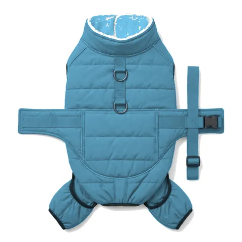 Sky Blue Dog Padded Walking Coat with Harness